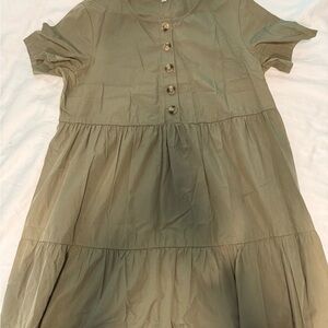 Madewell Olive Green Buttoned Casual Dress
